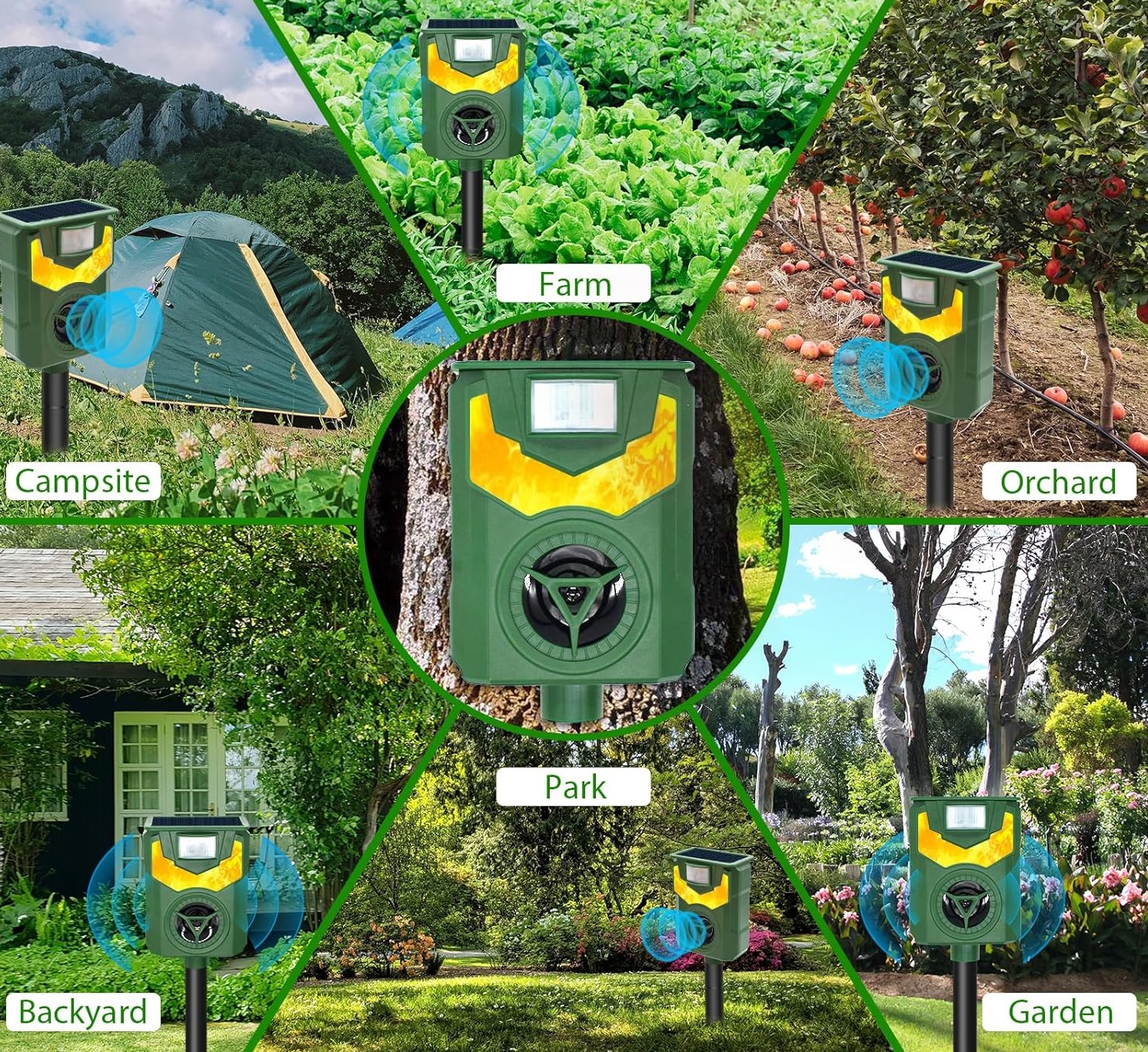 ultradźwiękowy odstraszacz psów i kotów z imitacją płomienia